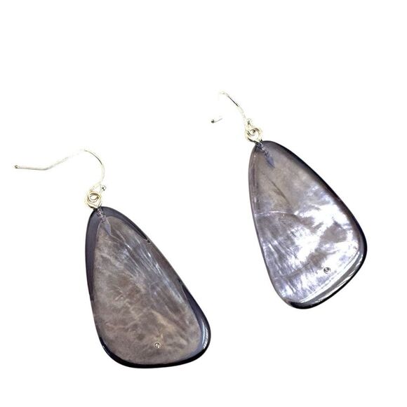 Purple frosted beaded drop earrings - Picture 6 of 6